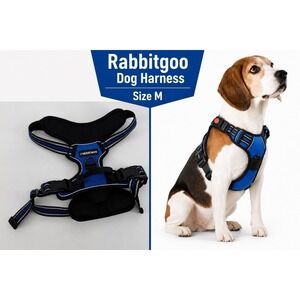 Rabbitgoo No Pull Dog Harness Blue Black Reflective Adjustable Mesh Size M